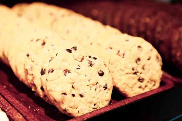 Groep Van Diverse Koekjes Chocolade Havermout Rozijnen Witte Chocolade — Stockfoto