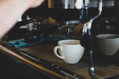 Kahve odasında kahve hazırlayan barista.