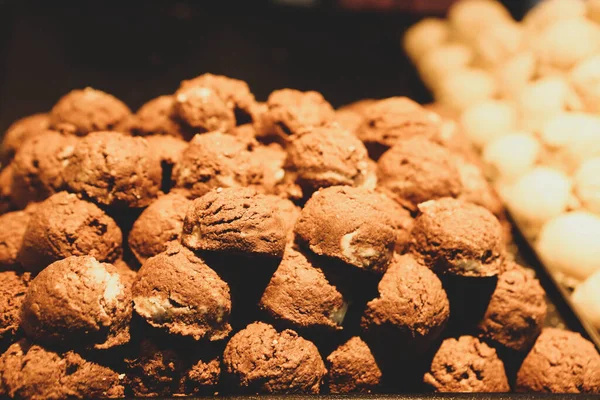 Bir grup çeşit kurabiye. Çikolata parçacıklı, yulaflı, kuru üzümlü, beyaz çikolatalı.