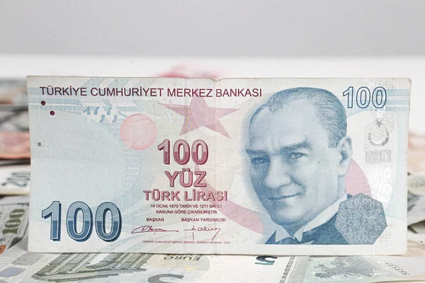 Turkse Valuta Turkse Lire Bankbiljetten — Stockfoto