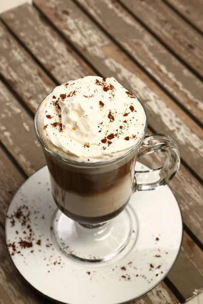 Eiskaffee Mit Milch Eiskaffee Latte Frau Hält Glas Eiskaffee Der — Stockfoto
