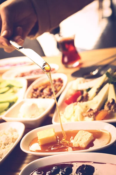 Rich Delicious Turkish Breakfast — Stock Photo, Image