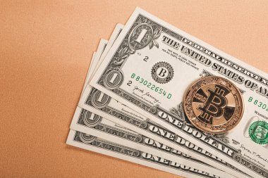 Multi Euro ve Dolar nakit, farklı türde yeni nesil banknotlar, ve bitcoin