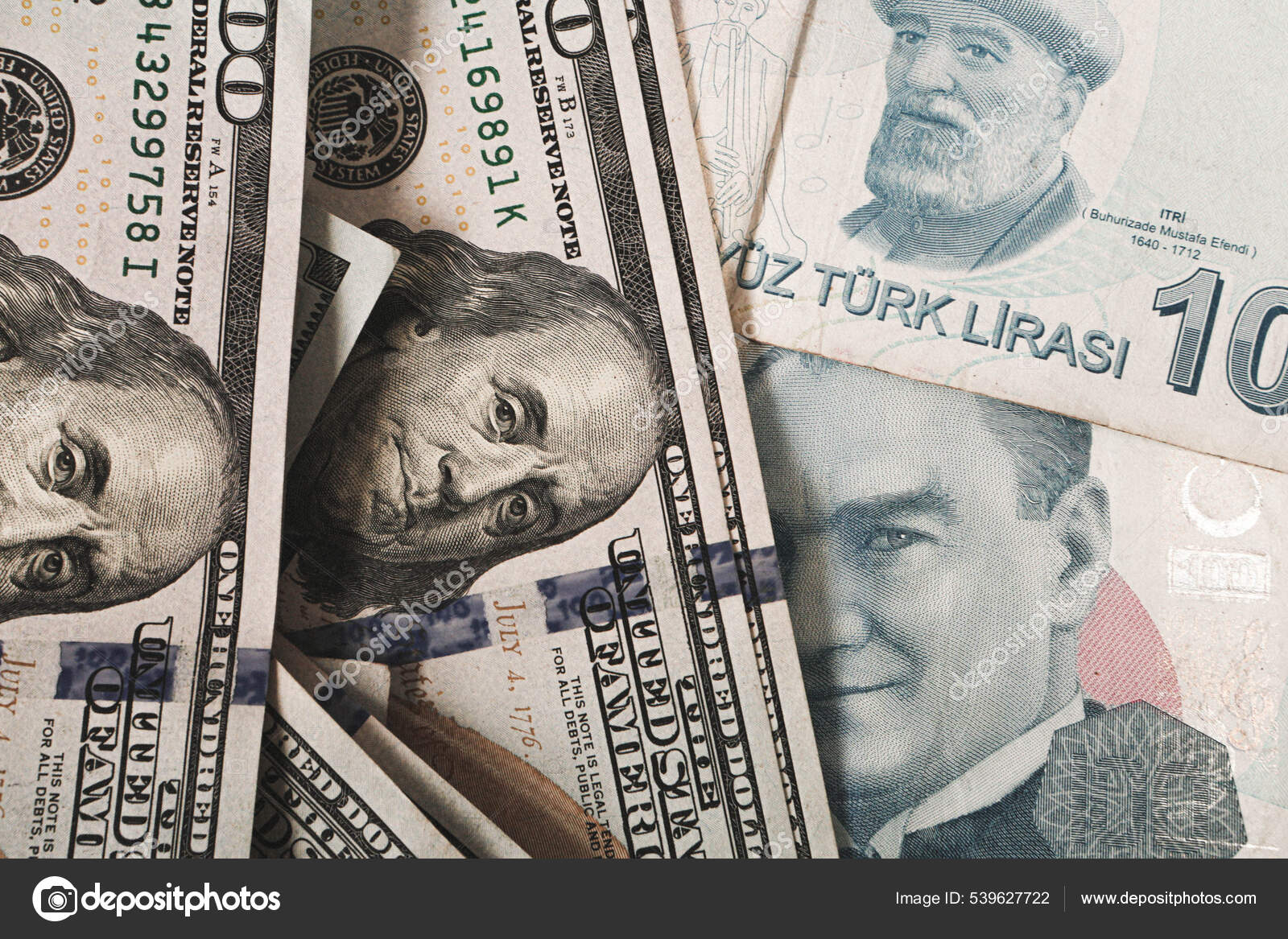 土耳其里拉钞票和美元——图库图片© utkudemirsoy #539627722
