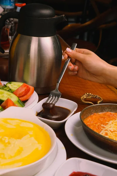 Rich Delicious Turkish Breakfast — Stock Photo, Image