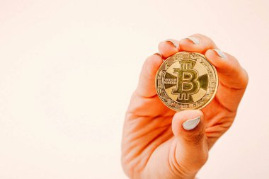 Bitcoin para, bitcoin 'in yakın plan görüntüsü