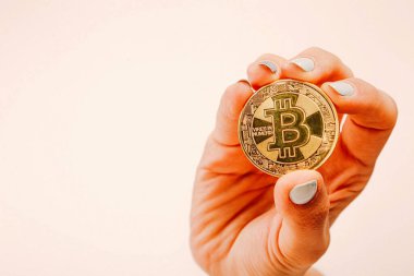 Bitcoin para, bitcoin 'in yakın plan görüntüsü
