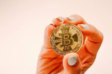Bitcoin para, bitcoin 'in yakın plan görüntüsü