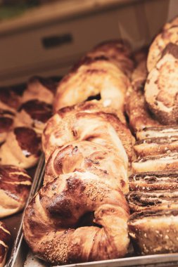 Bir grup çeşit kurabiye. Çikolata parçacıklı, yulaflı, kuru üzümlü, beyaz çikolatalı.