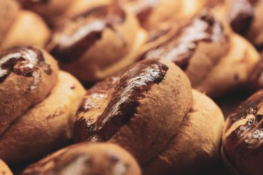 Bir grup çeşit kurabiye. Çikolata parçacıklı, yulaflı, kuru üzümlü, beyaz çikolatalı.