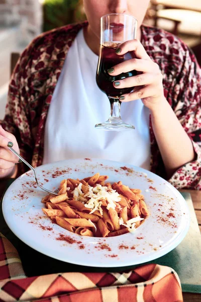 Smaklig Aptitretande Klassisk Italiensk Pasta Med Läcker Sås — Stockfoto