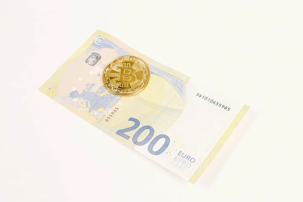 Multi Euro Dolar Hotovost Různé Typy Bankovek Nové Generace Bitcoin — Stock fotografie