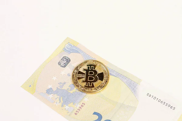 Multi Euro Dolar Cash Different Type New Generation Banknotes Bitcoin — Stockfoto