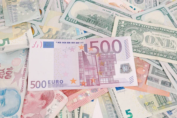 Multi Euro Nakit Bozuk Para Farklı Türde Yeni Nesil Banknotlar — Stok fotoğraf