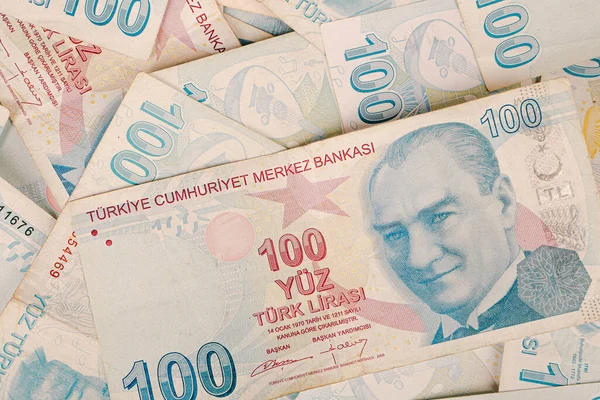 Turkse Valuta Turkse Lire Bankbiljetten — Stockfoto