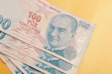 Türk lira banknotları ve bitcoin paraları