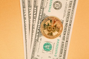 Multi Euro ve Dolar nakit, farklı türde yeni nesil banknotlar, ve bitcoin