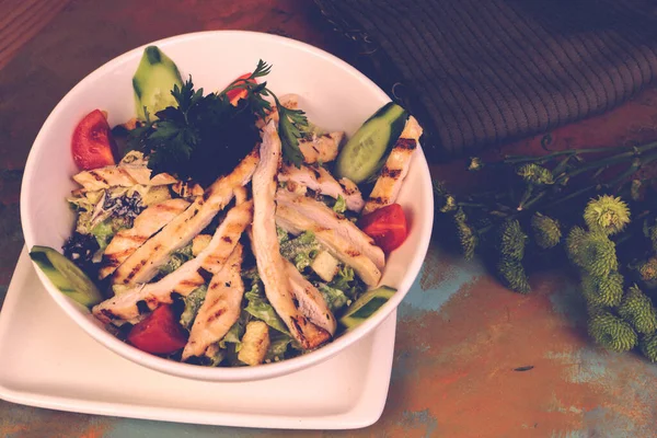 Prato Salada Fresca Com Verduras Misturadas — Fotografia de Stock