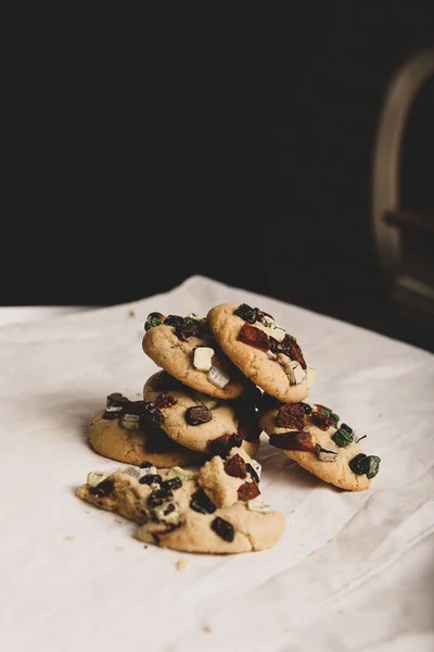 Biscoitos Com Chips Chocolate Escuro — Fotografia de Stock