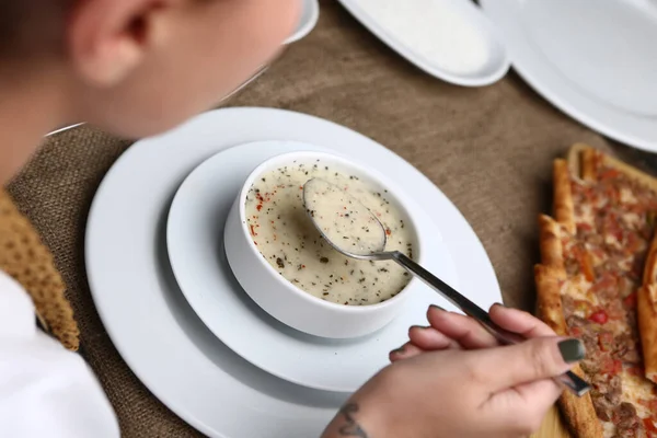 Délicieuse Soupe Soupe Aux Légumes Bol — Photo