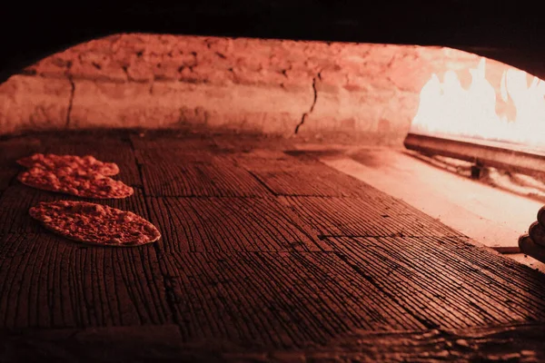 Ресторане Пита Сосновый Хлеб Приготовления Пищи Духовке Печи Образ Концепции — стоковое фото