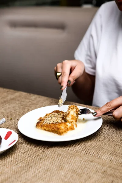 Traditionele Turkse Dessert Baklava Met Cashew Walnoten Zelfgemaakte Baklava Met — Stockfoto