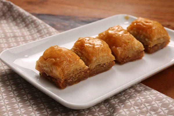 Baklava Dessert Turc Traditionnel Avec Noix Cajou Noix Baklava Maison — Photo