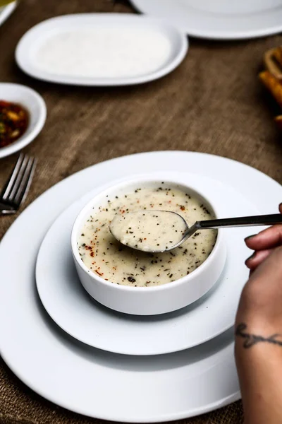 Délicieuse Soupe Soupe Aux Légumes Bol — Photo