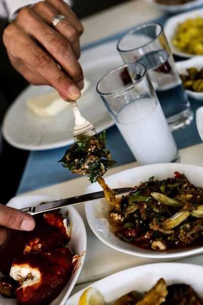 Traditionelles Türkisches Und Griechisches Dinner Meze Tisch — Stockfoto