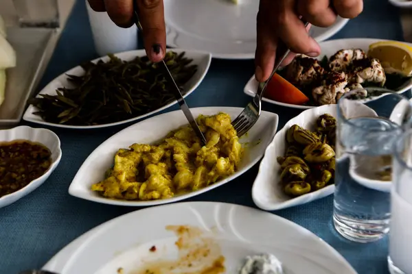 Traditionelles Türkisches Und Griechisches Dinner Meze Tisch — Stockfoto