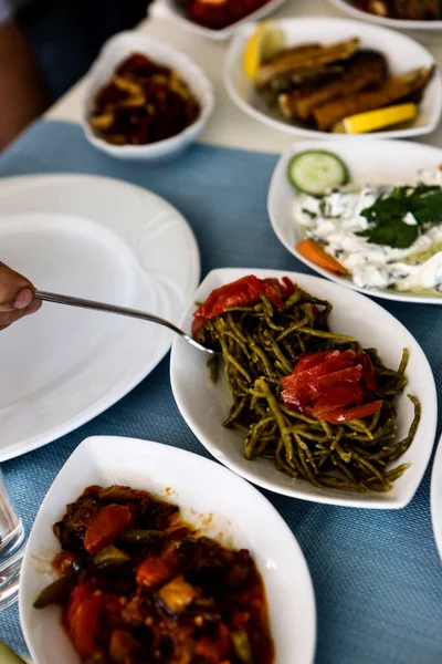 Traditionelles Türkisches Und Griechisches Dinner Meze Tisch — Stockfoto