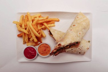 Lezzetli et eti, Türk kebap, sandviç dürümü.