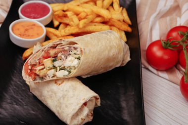 Lezzetli et eti, Türk kebap, sandviç dürümü.