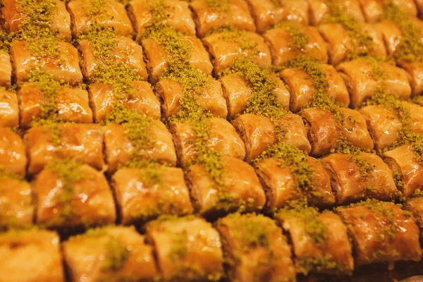 Traditionelle Türkische Nachspeise Baklava Mit Cashew Walnüssen Hausgemachte Baklava Mit — Stockfoto