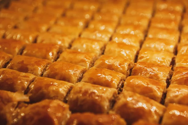 Geleneksel hindistancevizli tatlı baklavası. Ev yapımı fındıklı ve ballı baklava..