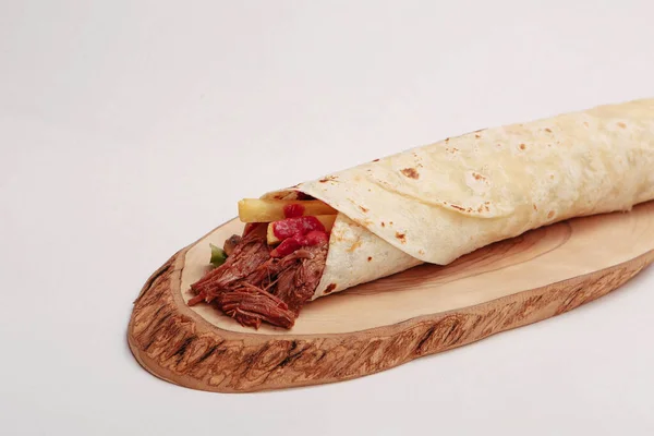 Delicious Meat Durum Turkish Kebap Sandwich Wrap — Stock Photo, Image