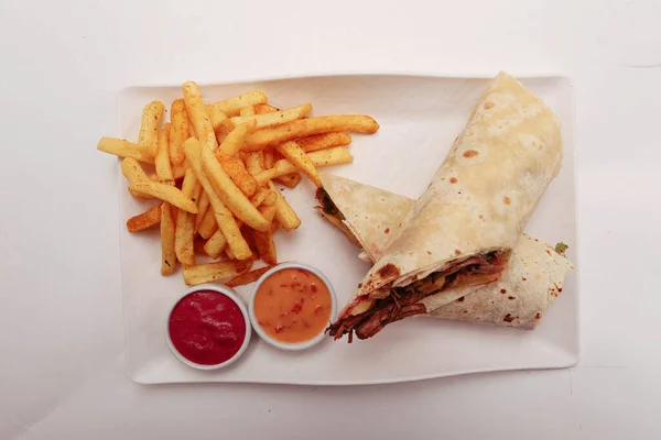 Délicieux Durum Viande Kebap Turc Sandwich Wrap — Photo