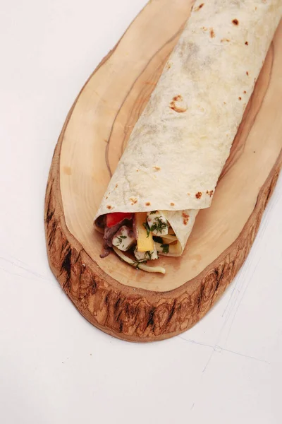 Köstliches Fleisch Durum Türkischer Kebap Sandwich Wrap — Stockfoto