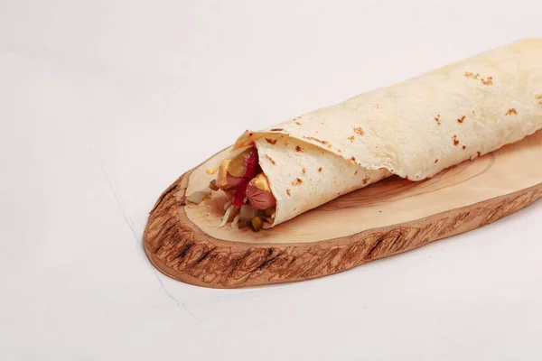 Deliciosa Carne Durum Kebap Turco Envoltório Sanduíche — Fotografia de Stock