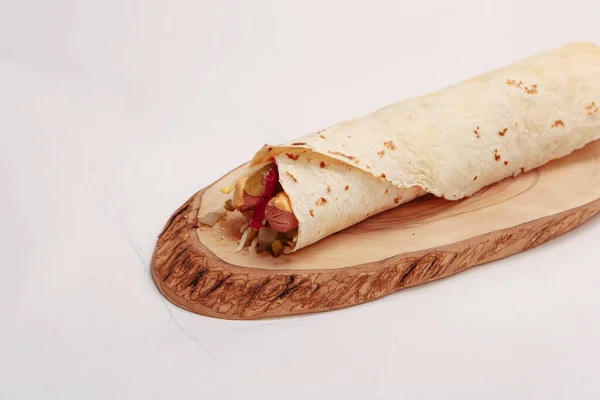 Deliciosa Carne Durum Kebap Turco Envoltório Sanduíche — Fotografia de Stock