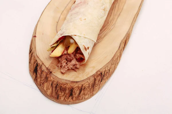 Köstliches Fleisch Durum Türkischer Kebap Sandwich Wrap — Stockfoto