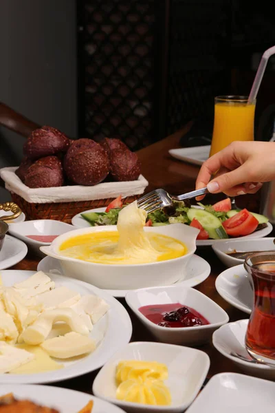 Rich Delicious Turkish Breakfast — Stock Photo, Image