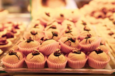 Bir grup çeşit kurabiye. Çikolata parçacıklı, yulaflı, kuru üzümlü, beyaz çikolatalı.