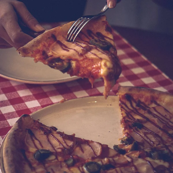 Delicious Mixture Пицца Итальянская Еда — стоковое фото