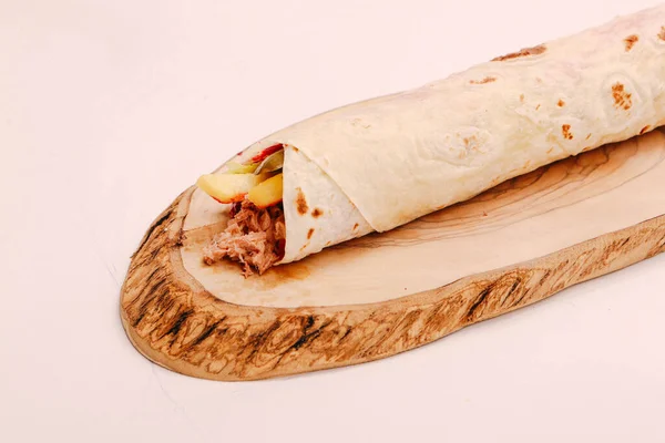 Lezzetli Eti Türk Kebap Sandviç Dürümü — Stok fotoğraf