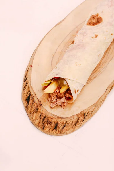 Delicious Meat Durum Turkish Kebap Sandwich Wrap — Stock Photo, Image