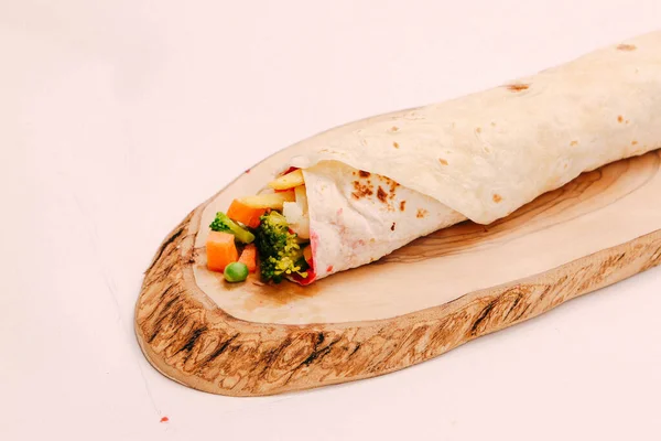 Deliciosa Carne Durum Kebap Turco Envoltório Sanduíche — Fotografia de Stock