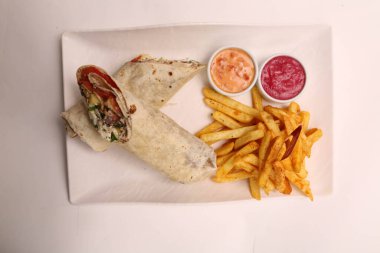 Lezzetli et eti, Türk kebap, sandviç dürümü.