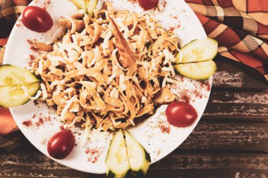 Lezzetli soslu lezzetli klasik İtalyan makarnası..