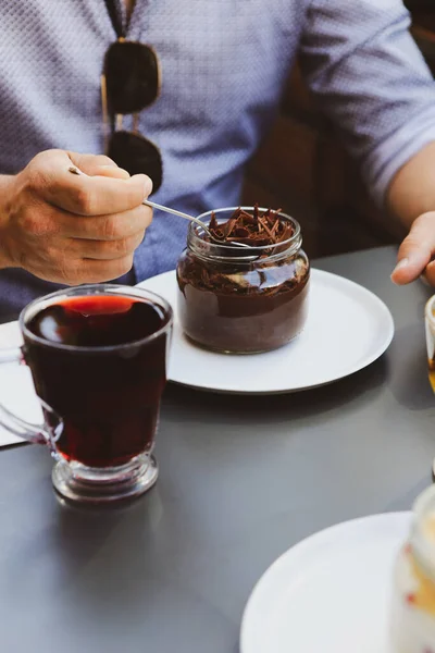 Sobremesa Muito Deliciosa Jarros Doces Bolos Jarros — Fotografia de Stock